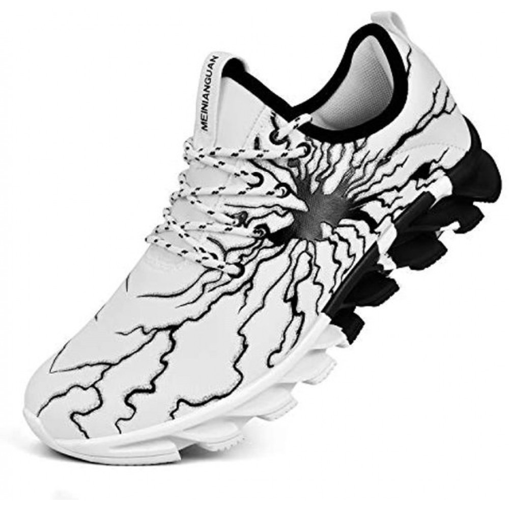 Men's Fashion Sneakers Slip On Tennis Work Shoes Slip Resistant Athletic Sports Running Casual Walking Gym Workout Shoes White